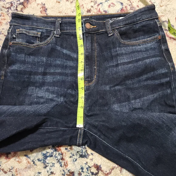 Sold - Judy Blue Dark Wash Raw Hem High Rise Wide Leg Jeans Size 13 / 31 - Picture 12 of 13
